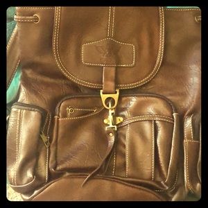Brown leather backpack